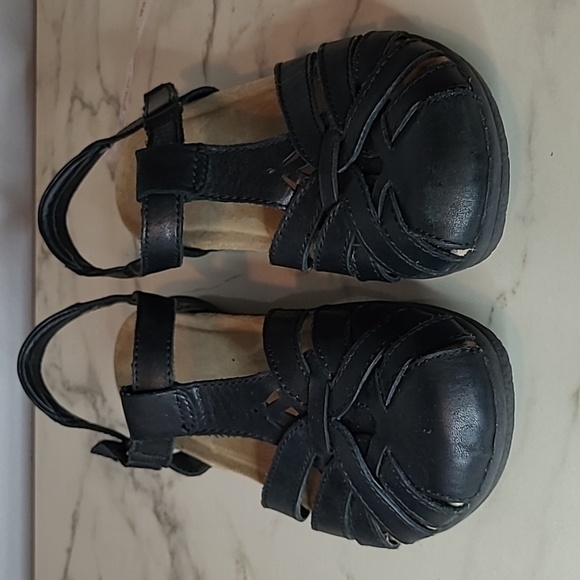 Earth Origins Savoy Sheva Black Leather Closed Toe Strappy Sandals 8W Boho Comfy - Picture 4 of 11